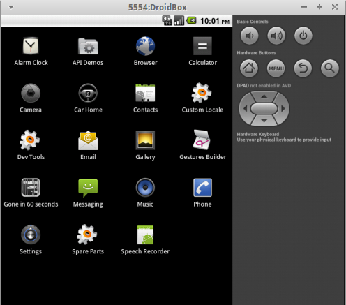 Emulator Showing Installed Application droidbox