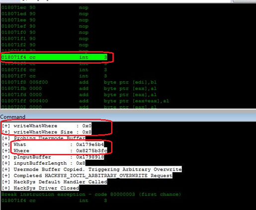 Figure 16: EIP control by exploiting Write4 condition