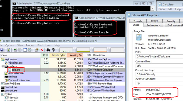 Figure 26: An example: Local privilege escalation using token stealing from Guest